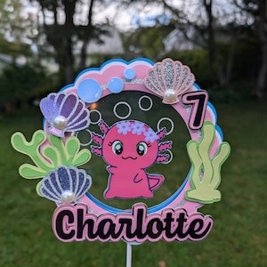 Axolotl Birthday Cake Topper: Personalized Party Decoration
