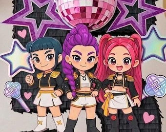 K-Pop Inspired Pinata: Korean Anime Birthday Party Game. Numbers pinata