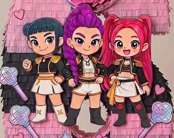 K-Pop Inspired Pinata: Korean Anime Birthday Party Game. Numbers pinata