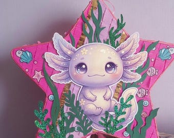 Piñata z aksolotlem: gra urodzinowa dla dzieci, dekoracje na imprezę w stylu ajolote