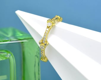 Pierścionek z motywem Myszki Miki i Myszki Minnie, platerowany 14-karatowym złotem, lśniący, wieczny