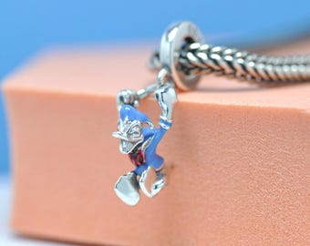 Sterling Silber Disney Donald Duck baumeln Charme: Emaille Anhänger