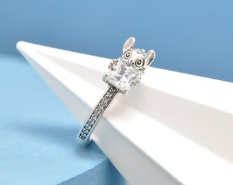 925 Sterling silver Disney Stitch & Stone Ring ,Fashion Jewelry, Gift for her, Rings for Women ,Gift for wife, Gift for girlfriend