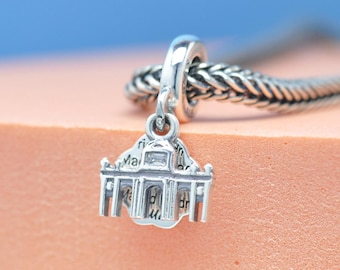 Colgante doble Puerta de Alcalá en plata de ley: Colgante con temática de viajes para pulseras y collares.