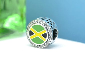 Sterling Silver Exclusive Jamaica Flag Charm for Bracelet and Necklace : Travel Charm