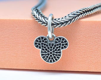 Sterling Silver Disney Sparkling Mickey Icon Pendant Charm