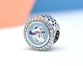 Sterling silver Cruise Line In augural Captain Mickey Charm Button Charm