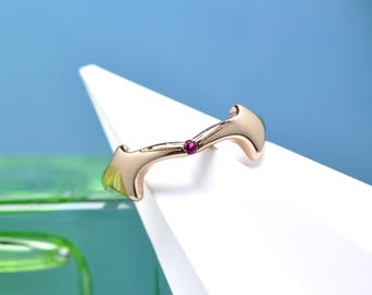 14K Rose gold plated Scarlet Witch Ring: Sparkling Crystal Womans Ring