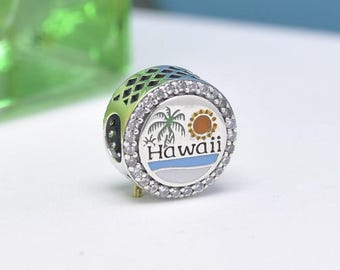 Sterling Silver Exclusive Hawaii Beach Moment Charm for Pandora Bracelet and Necklace : Travel Destination