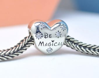 Sterling Silver Be Magical Heart Bead with Clear Zirconia