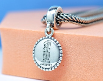 Sterling Silver Singapore Exclusive Dangle Charm Travel Pendant For Bracelets Necklaces