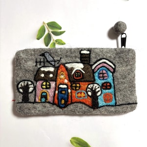 Petit sac à main en feutre fait main pour la maison/Pochette à fermeture éclair en feutre de laine/Sac à main en feutre/Portefeuille pour femme en feutre/Portefeuille pour elle/Cadeau pour elle/Cadeau de la fête des mères