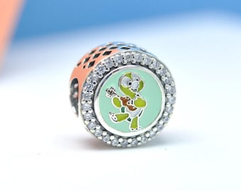Sterling silver Aulani Olu Mel Turtle Charm Button Cubic Zirconia Enamel Bead