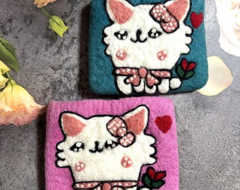 Handgjord kattungefiltpåse med dragkedja: Liten ullväska