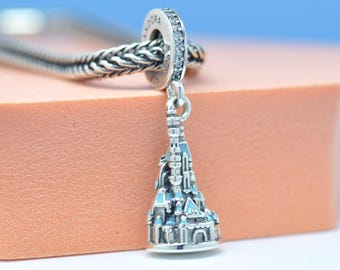 Sterling Silver Cinderella Castle Dangle Charm: Hong Kong Exclusive Pendant