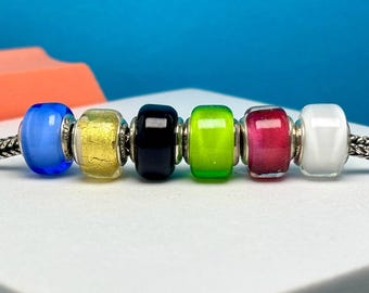 Sterling Silver Mini Murano Glass Charm Multiple Color Options Fits Pandora Bracelets