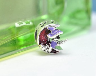Sterling Silver Halloween Witch Minnie Mouse Charm Enamel Bead