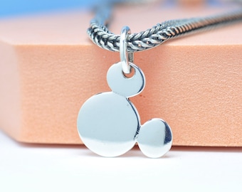 Sterlingzilveren graveerbare Mickey Mouse-hangerbedel: past bij armbanden, kettingen