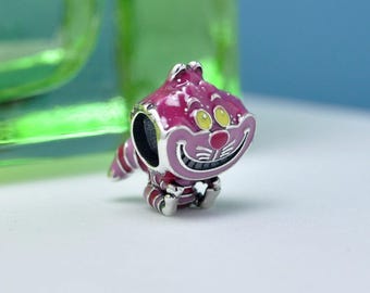 Sterling Silver Alice in Wonderland Cheshire Cat Charm with Enamel
