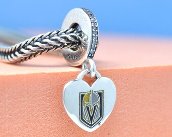 Colgante de plata de ley exclusivo de los Vegas Golden Knights con forma de corazón: colgante con temática de viajes