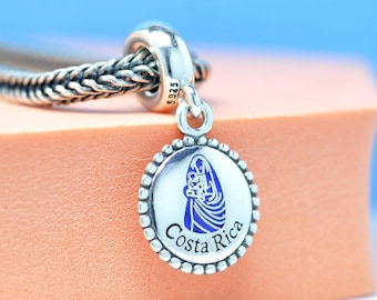 Colgante exclusivo de plata de ley con diseño de Costa Rica: Colgante con temática de viajes para pulseras y collares.