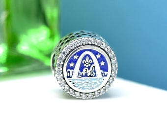 Pandora スウェーデン国旗ビーズチャーム|925スターリングシルバー