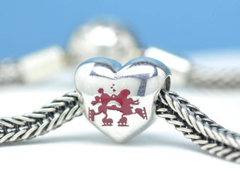 Disney Mickey Mouse & Minnie Mouse Holiday Kisses Heart Charm
