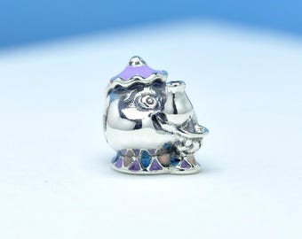 Charm de plata de ley de Disney de la Sra. Potts y Chip: Cuenta de esmalte