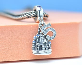 Sterling Silver Disneyland Exclusive Shanghai Castle Dangle Charm : 50th Anniversary