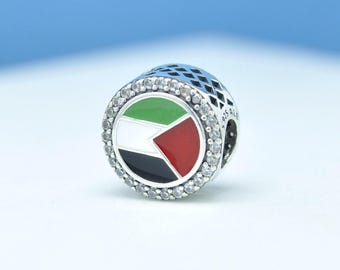 Sterling Silver Exclusive Palestine Flag Charm for Pandora Bracelet and Necklace : Travel Destination