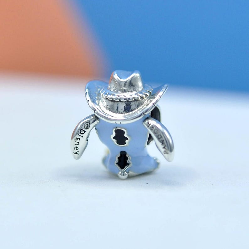 Sterling Silver Stitch Cowboy Berlock Blå Emalj Western Lilo & Stitch Hänge med Presentask bild 4