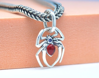 Sterling Silver Spiderman Dangle Charm Fit European Moments Bracelet Pendant