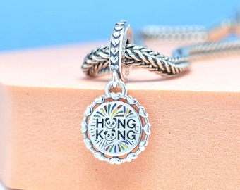 Sterling Silver Exclusive Hong Kong Dangle Charm Travel Pendant for Pandora Bracelet