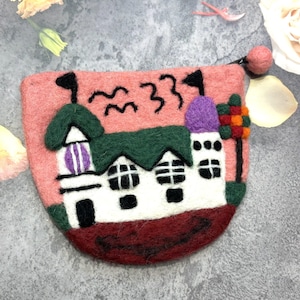 Bolsa pequena de feltro feita à mão / Bolsa de feltro de lã com zíper / Bolsa de feltro / Carteira de feltro para mulher / Carteira para ela / Presente para ela / Bolsa Hamdmade