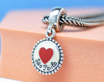 Sterling silver Brazil Sao Paulo Destination Dangle Charm: Travel Themed Pendant