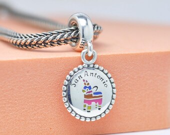 Sterling Silver Exclusive San Antonia Dangle Charm Travel Pendant Jewelry