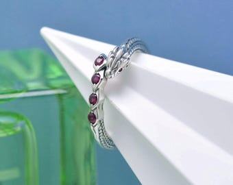 Sterling Silver Dragon Ring: Sparkling Crystal Accent