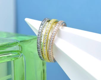 Sparkle Hearts Ring: Sterling Silver,Rose Gold & Gold Plating