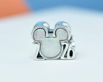 Sterling Silver Parks 2026 Mickey Silhouette Charm Jewelry Accessories Anniversary Gift