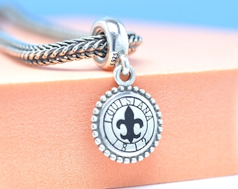 Sterling silver Exclusive Louisiana Dangle Charm: Travel Souvenir Pendant For Bracelets Necklaces