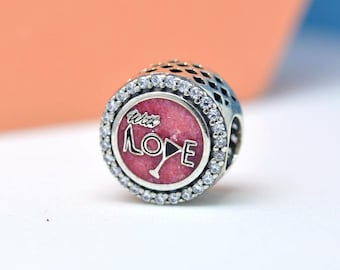 Sterling Silver Love from Texas Circle Bead Charm Enamel Travel Themed Bead