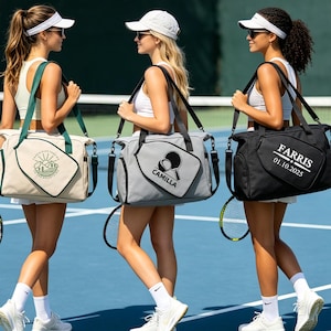 Custom Embroidered Pickleball Bag, Waterproof Oxford Sports Racquet Tote, Fun pickleball gift, Gift for Girlfriend, Pickleball Paddle Cover