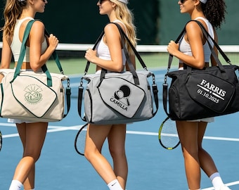 Custom Embroidered Pickleball Bag, Waterproof Oxford Sports Racquet Tote, Fun pickleball gift, Gift for Girlfriend, Pickleball Paddle Cover