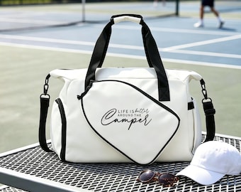 Personalized Embroidered Pickleball Tote Bag, Custom Sports Bag with Paddle Pocket