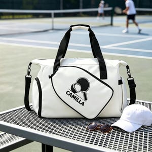 ピックルボール愛好家へのスポーツバッグギフト、パーソナライズされたピックルボールバッグ、刺繍入り名前入りピックルボールトートバッグ、母の日と父の日のギフト 画像 4