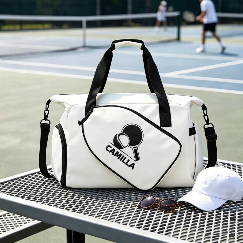 ピックルボール愛好家へのスポーツバッグギフト、パーソナライズされたピックルボールバッグ、刺繍入り名前入りピックルボールトートバッグ、母の日と父の日のギフト 画像 4