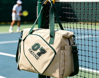 Personalisierbare, bestickte Pickleball-Tasche, Sporttasche mit individueller Gestaltung, wasserdichte Schlägertasche aus Oxford-Gewebe