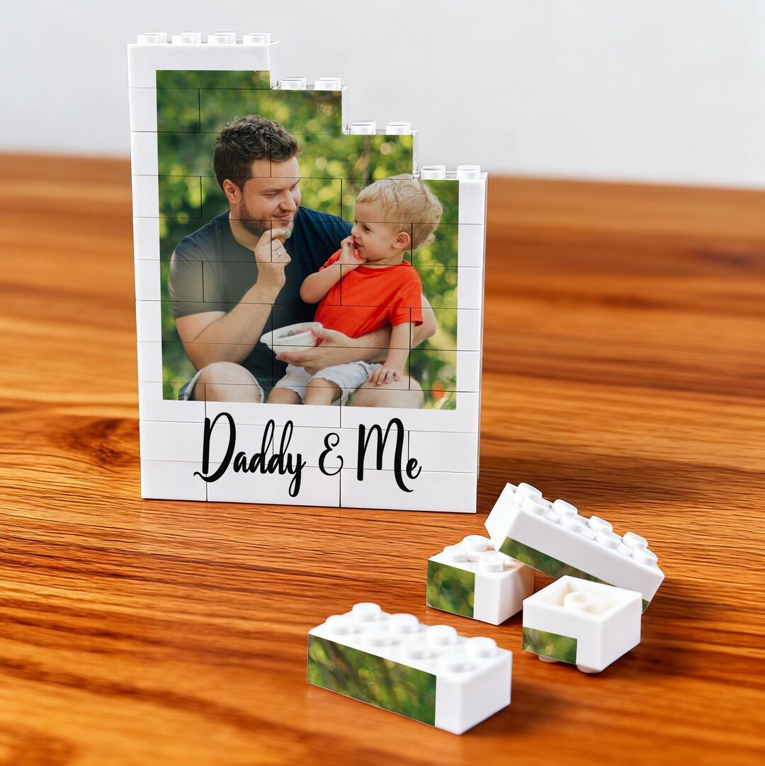 Father’s Day Building Blocks With Photo, Daddy & Me Custom Puzzle ...