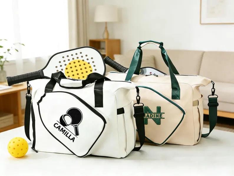 Personalized Embroidered Pickleball Bag, Custom Name Pickleball Crossbody, Sports Paddle Bag, Pickleball Gift for Mothers and Daughters image 1