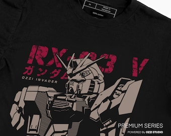 Camiseta masculina de manga curta RX-93 Mobile Suit Gundam Anime japonês com estampa gráfica